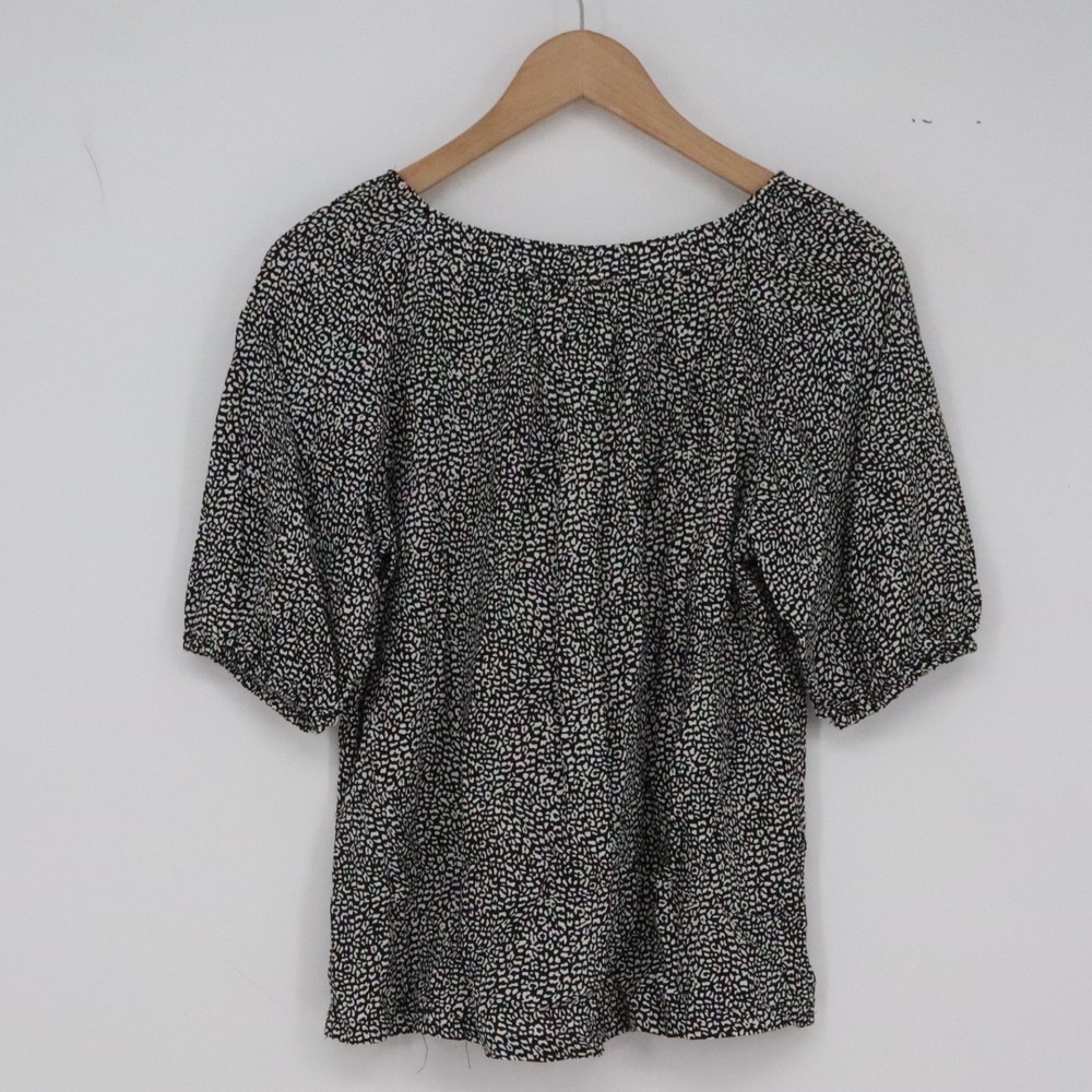 Alexander Jordan Blouse Womens S Leopard Print Black White Puff Sleeve Excellent - Picture 4 of 5
